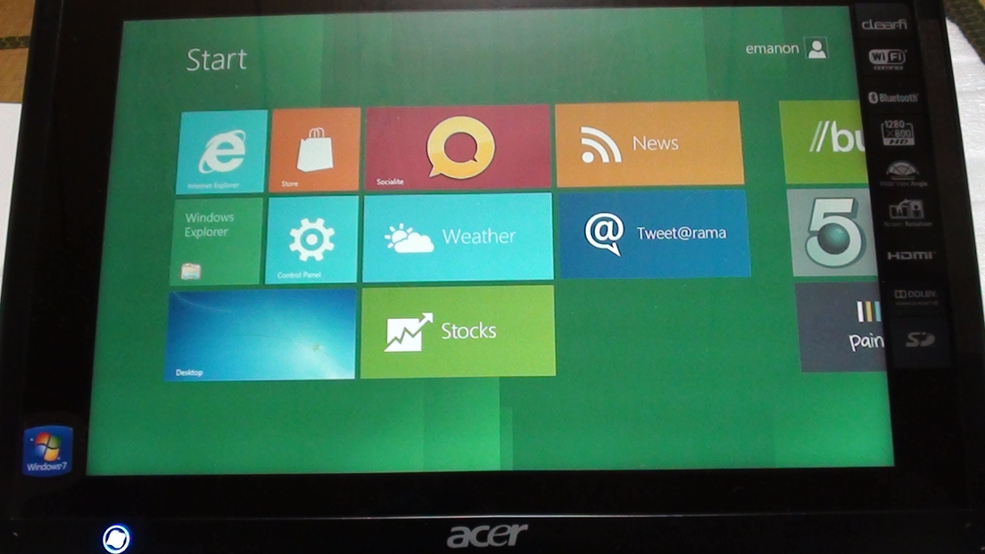 Acer ICONIATAB-W500P1にWindows 8 Developer Previewをインストールし